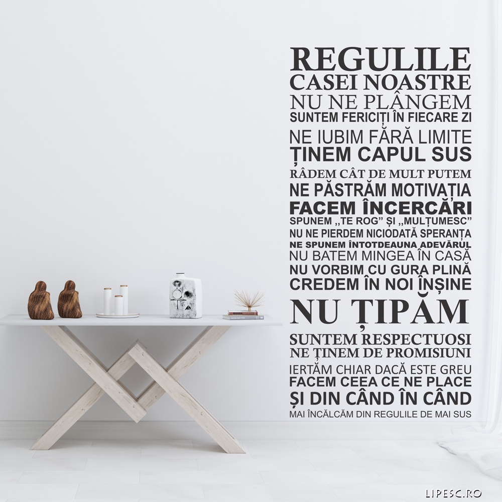 Sticker Regulile casei 