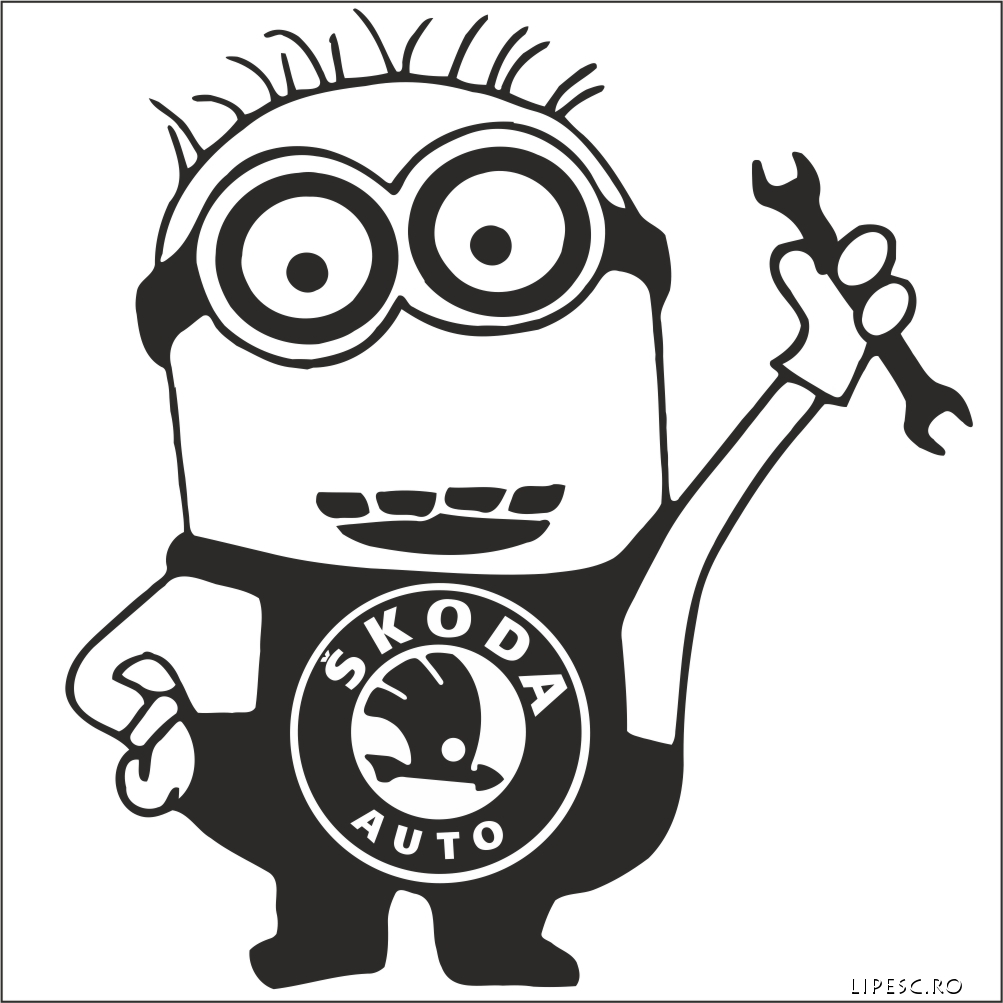 sticker auto skoda minion